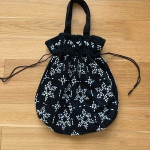 Vintage Hand Beaded Black and White Hand Purse
